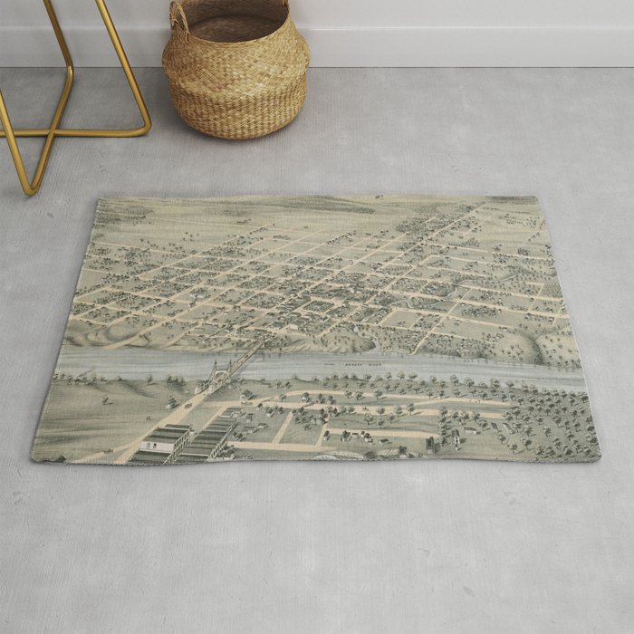 Vintage Pictorial Map of Waco Texas (1873) Rug by BravuraMedia Society6