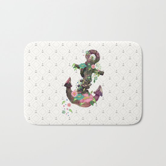 Floral Anchor Bath Mat