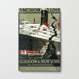 Anchor Line Vintage Travel Poster Metal Print