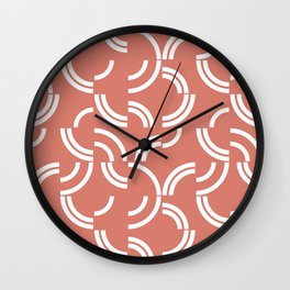 White curves on pink background Wall Clock