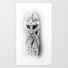 Norse Warrior carving - Helm of Awe Art Print