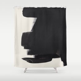 Mid Century Modern Minimalist Abstract Art Brush Strokes Black & White Ink Art Colorfield Shower Curtain
