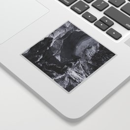 Secret Waterfall in nature - Black and white art aerial photography Sticker