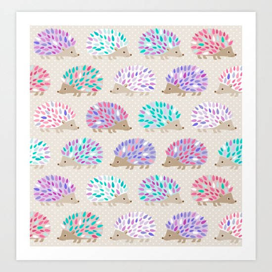 Hedgehog polkadot Art Print