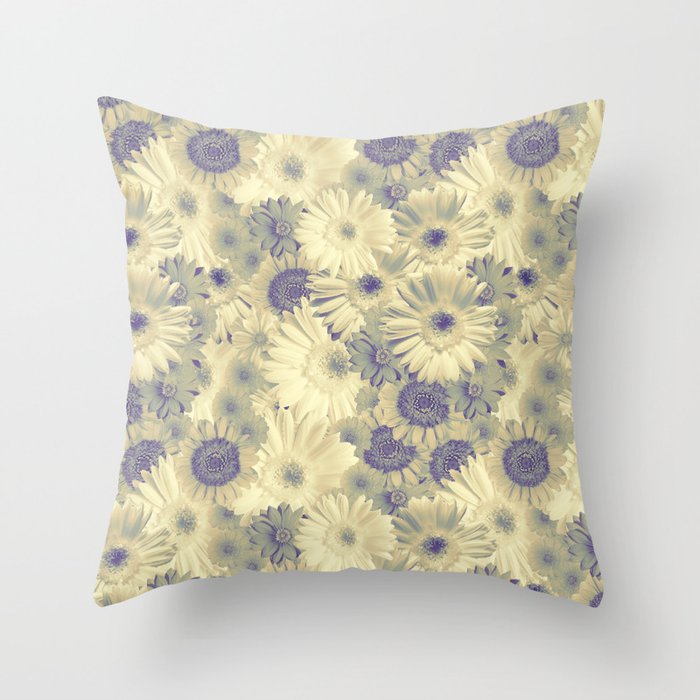 Home Yellow Mixed Gerbera Daisies Oil Painted Floral Throw Pillow