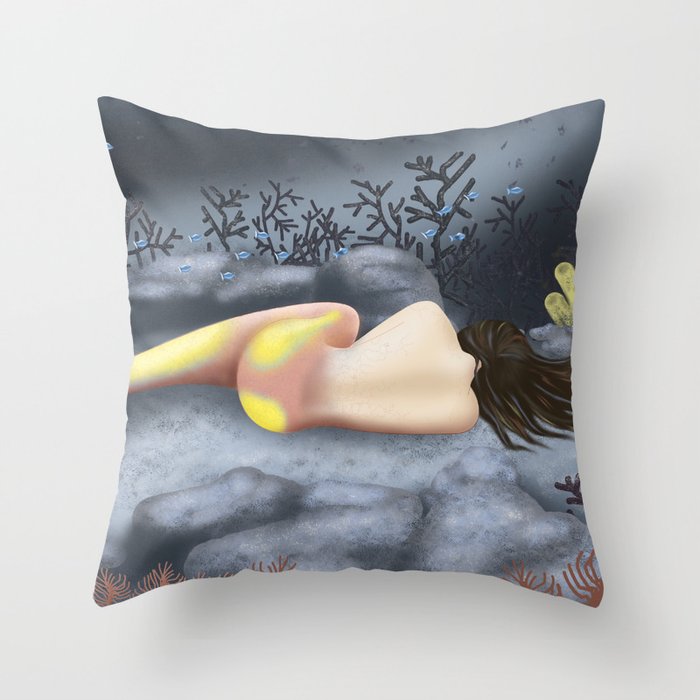 Sleeping Mermaid Throw Pillow