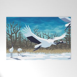 Red Crowned Cranes Welcome Mat