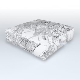 Quebec City White Map Outdoor Floor Cushion