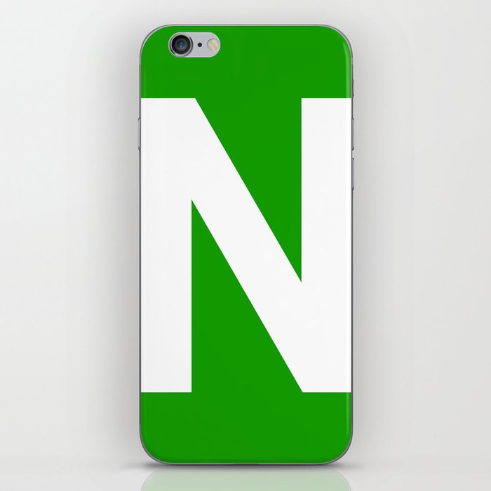 Letter N (White & Green) iPhone Skin