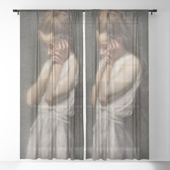 Angelo Morbelli - Meditazione (1913) Sheer Curtain
