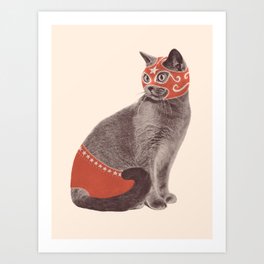 Cat Wrestler Art Print