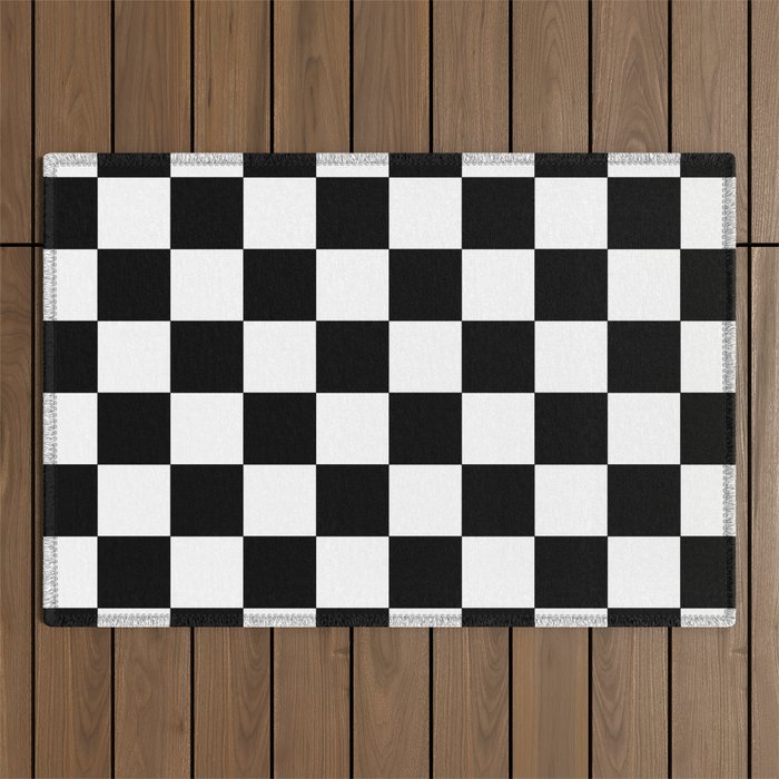 Damier 9 black and white Outdoor Rug
