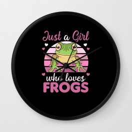 Frog Lovers Sweet Animals For Girls Pink Wall Clock