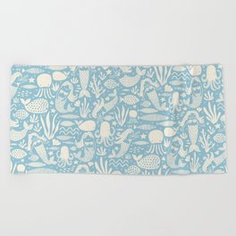 Mermaid Pattern Blue Beach Towel
