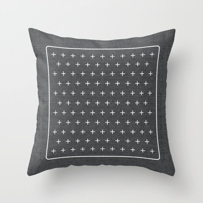 Grey Nordic Mid Century Modern Classic Cross Pattern Throw Pillow