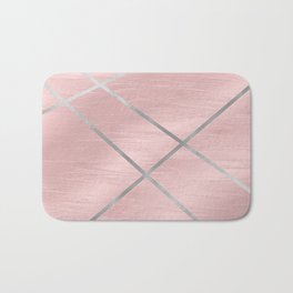 Modern Pink & Silver Line Art Bath Mat | Glamour, Geometric, Modern, Rose, Girly, Metallic, Blushing, Graphicdesign, Lines, Glam 
