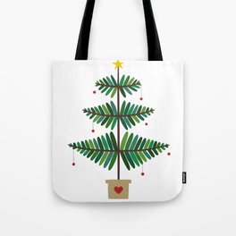 Cute Christmas Tree in Heart Pot Tote Bag