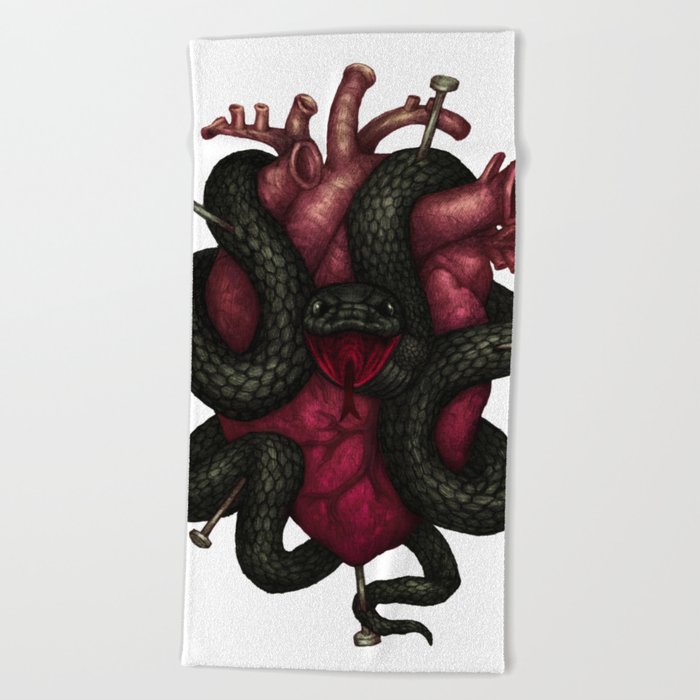 Black Heart Beach Towel