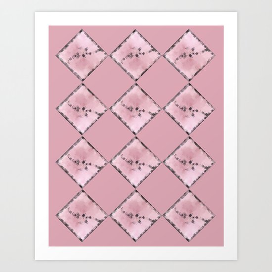 PINK SQUARE PATTERN #1 #decor #art #society6 Art Print