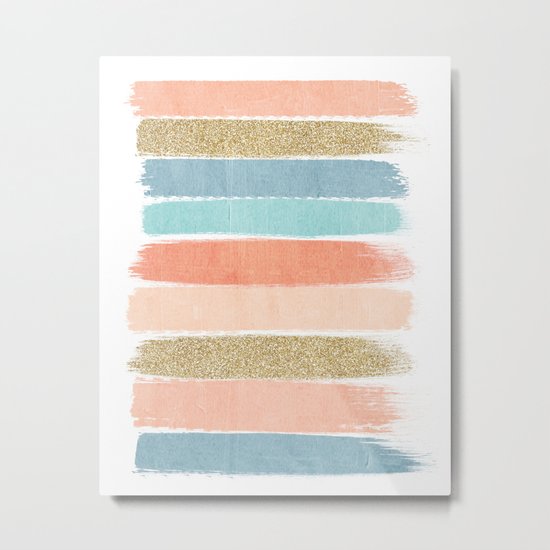 Mariko - Brushstroke, Painterly, painted, paint, summer, 70s colors Metal Print