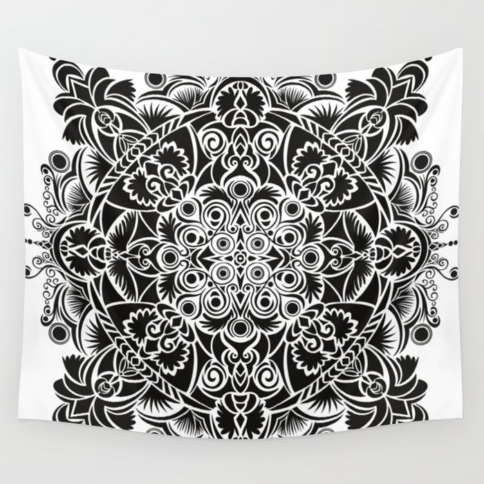 Mandala pattern #33 - dark version Wall Tapestry