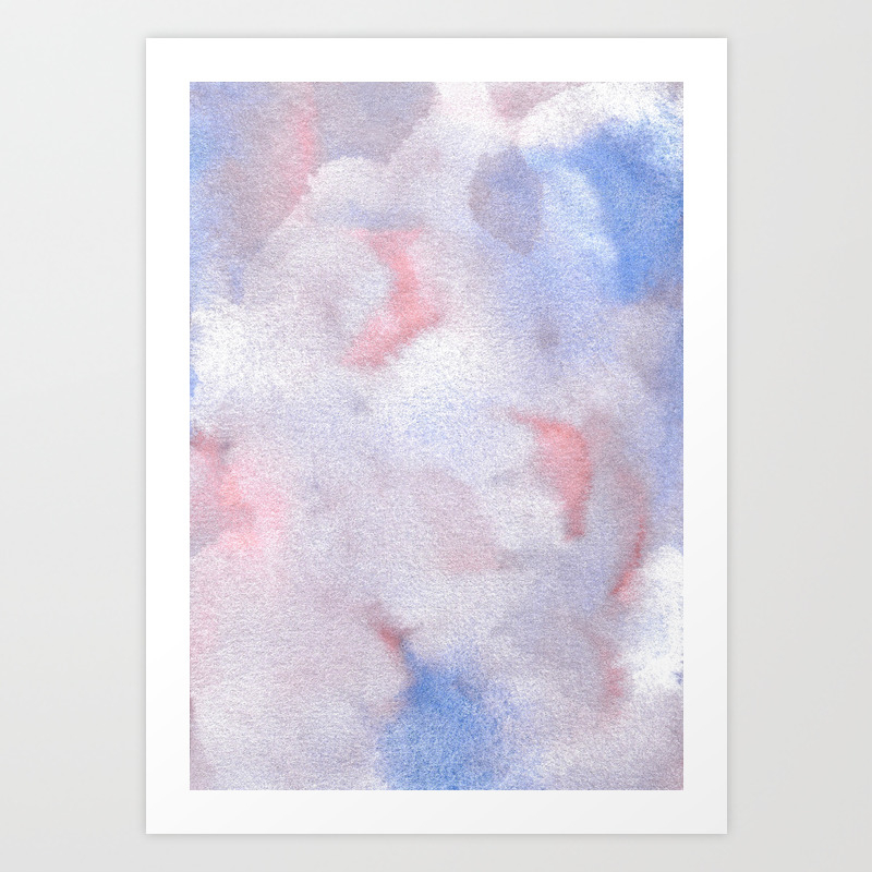 Abstract Watercolor Minimalist Quiet Murmur V Periwinkle Pink