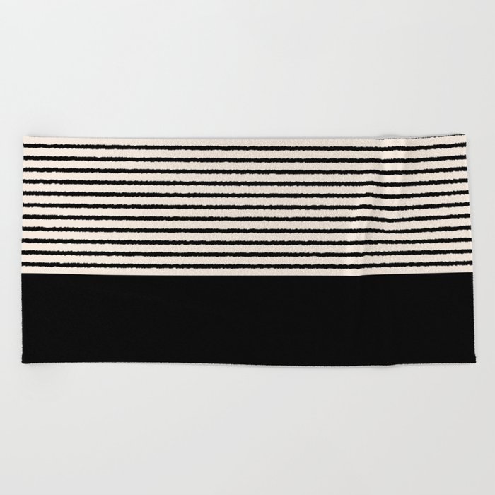 Texture - Black Stripes Blocks Beach Towel