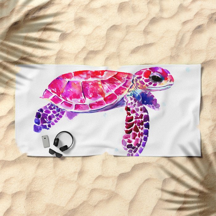 Purple Turtle Bright Pink Purple Blue Turtle Illustration
