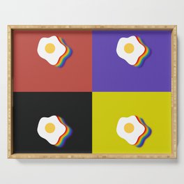 Rainbow fried egg patchwork 4 Serving Tray