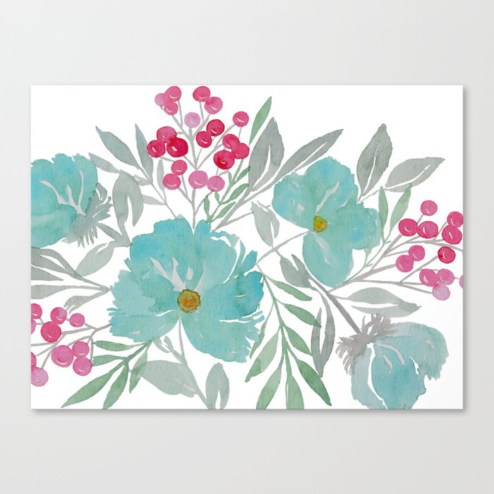 Blue Beach Flowers Canvas Print