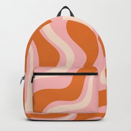 Liquid Swirl Retro Abstract Pattern in Pink Orange Cream Backpack