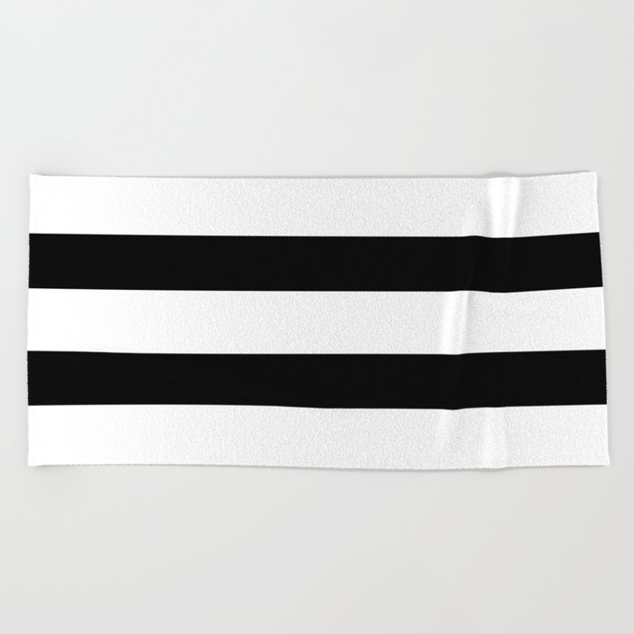 Strips - black and white. Beach Towel
