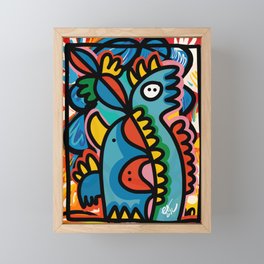 Colorful Graffiti Creature Street Art with Abstract Tribal Pattern Framed Mini Art Print