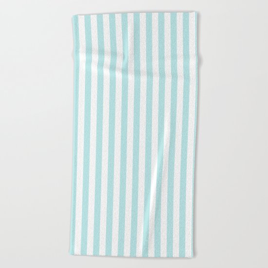 Striped- Turquoise vertikal stripes on white- Maritime Summer Beach Beach Towel