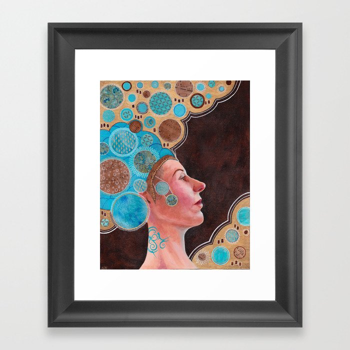 Queen in Gold and Teal Framed Art Print