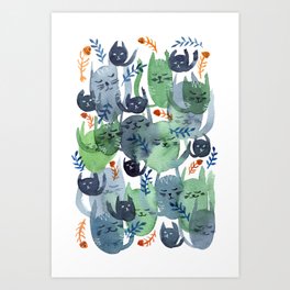 A Quiet Cacophony of Cats Art Print