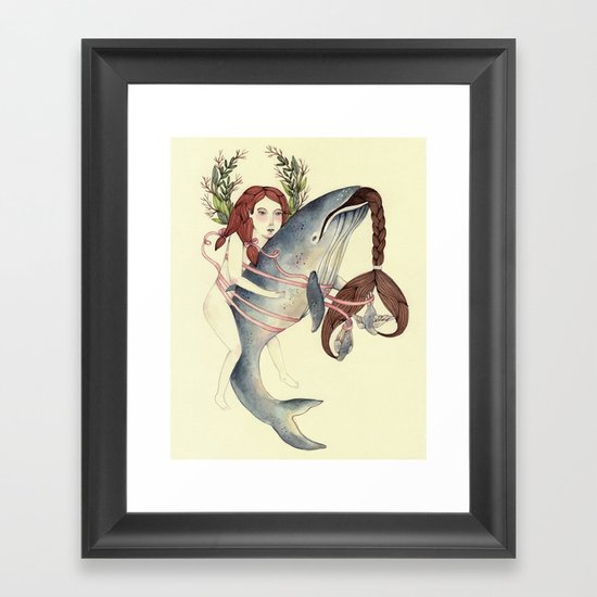 Ribbons Whale Framed Art Print
