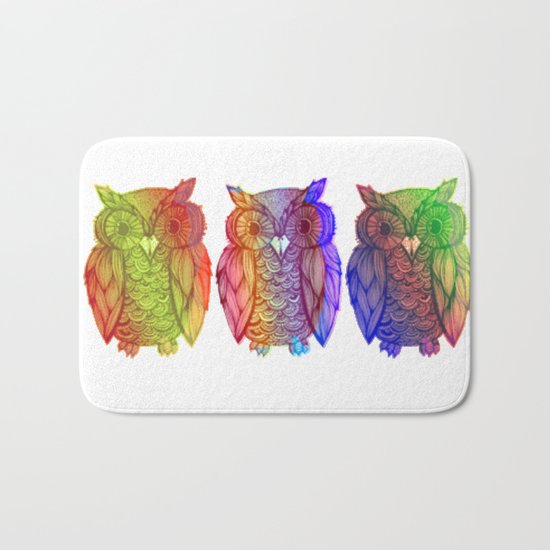 Owls. On Front Page. Bath Mat