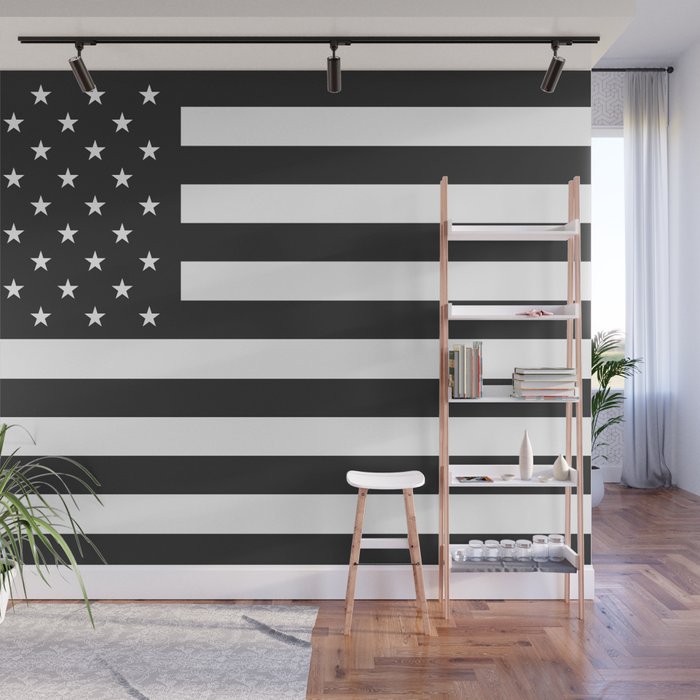 American Flag Stars And Stripes Black White Wall Mural By Lebensartdesign Society6