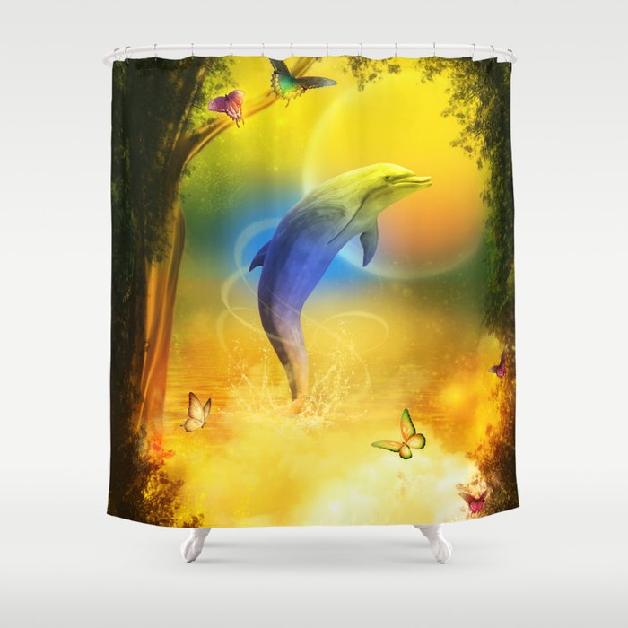 Colorful Dolphin Shower Curtain