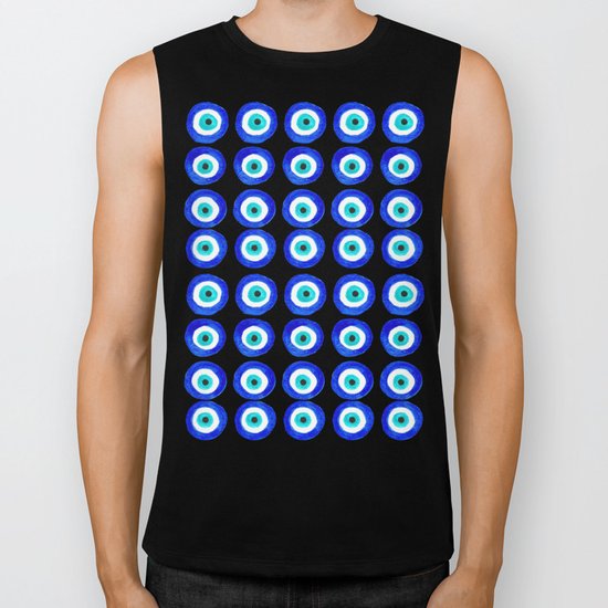 Evil Eye Talisman - on turquoise Biker Tank