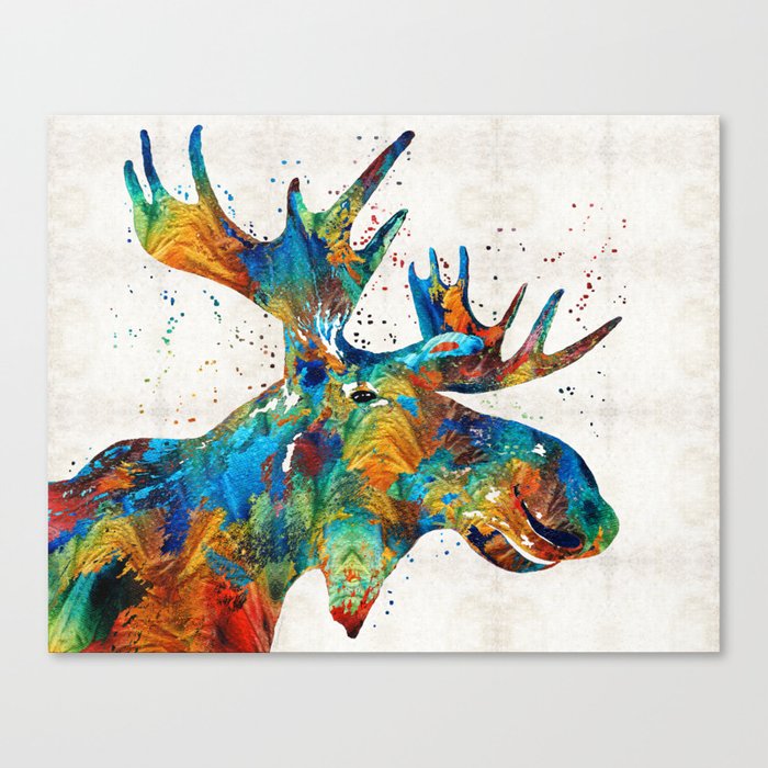 Colorful Moose Art Confetti By Sharon Cummings Canvas Print By