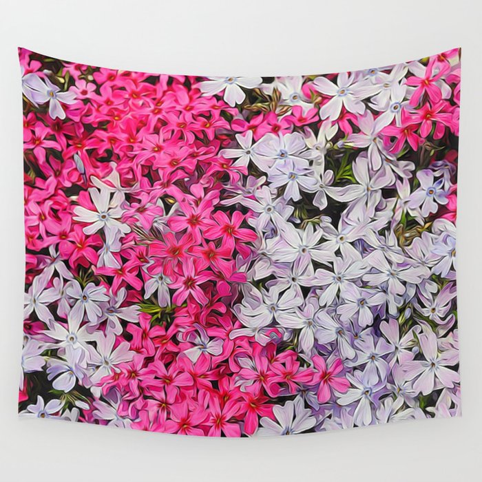 Pink and White Carpet Phlox Flowers Wall Tapestry