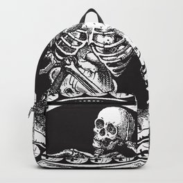 1861 Death Skeleton Black Backpack | Tattoo, Bone, Halloween, Filligre, Spooky, Vintage, Drawing, Funny, Scary, Intricate 