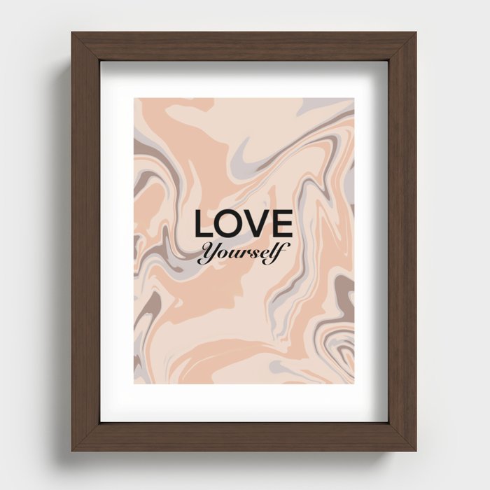 Love Yourself Marble Art Recessed Framed Print
