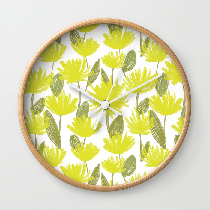 Flower Market Vienna Abstract Yellow Spring Flowers Wall Clock