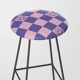 Smileys and Checkerboard (Very Peri And Pink Color Palette) Bar Stool