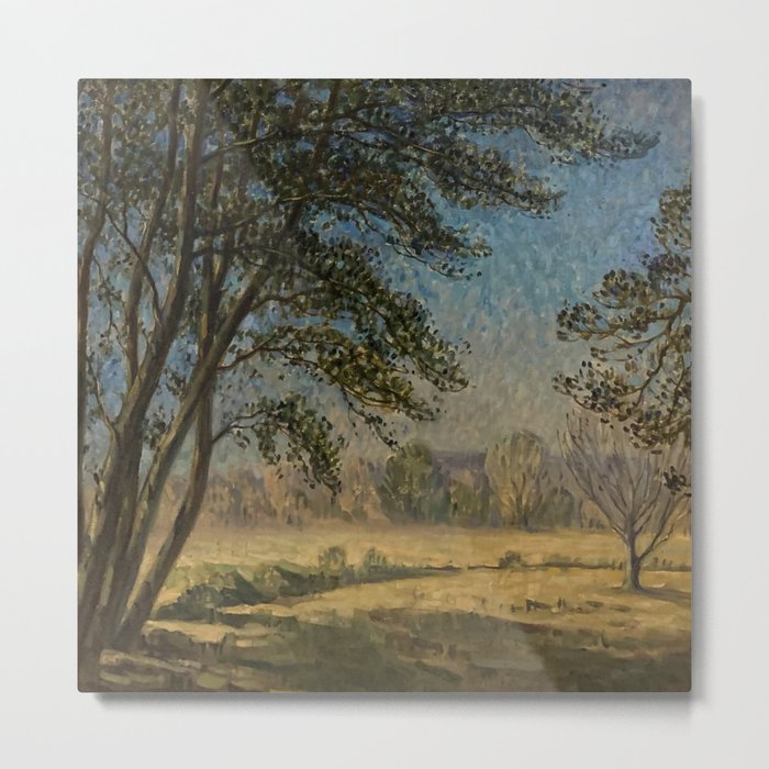 Synphonie blue; Symphony blue forest impressionism nature landscape painting by Edouard Chappel  Metal Print