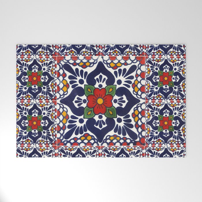 talavera mexican tile pattern Welcome Mat