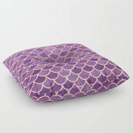 Mermaid Scales Pattern in Purple and Rose Gold Floor Pillow